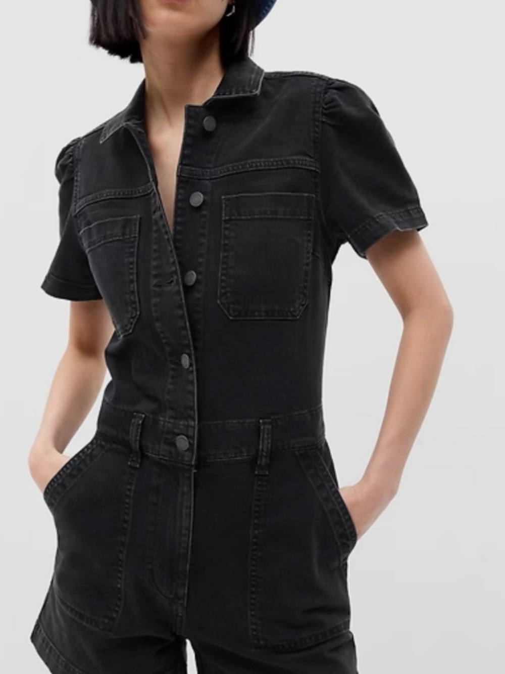 GAP Black Denim Utility Romper